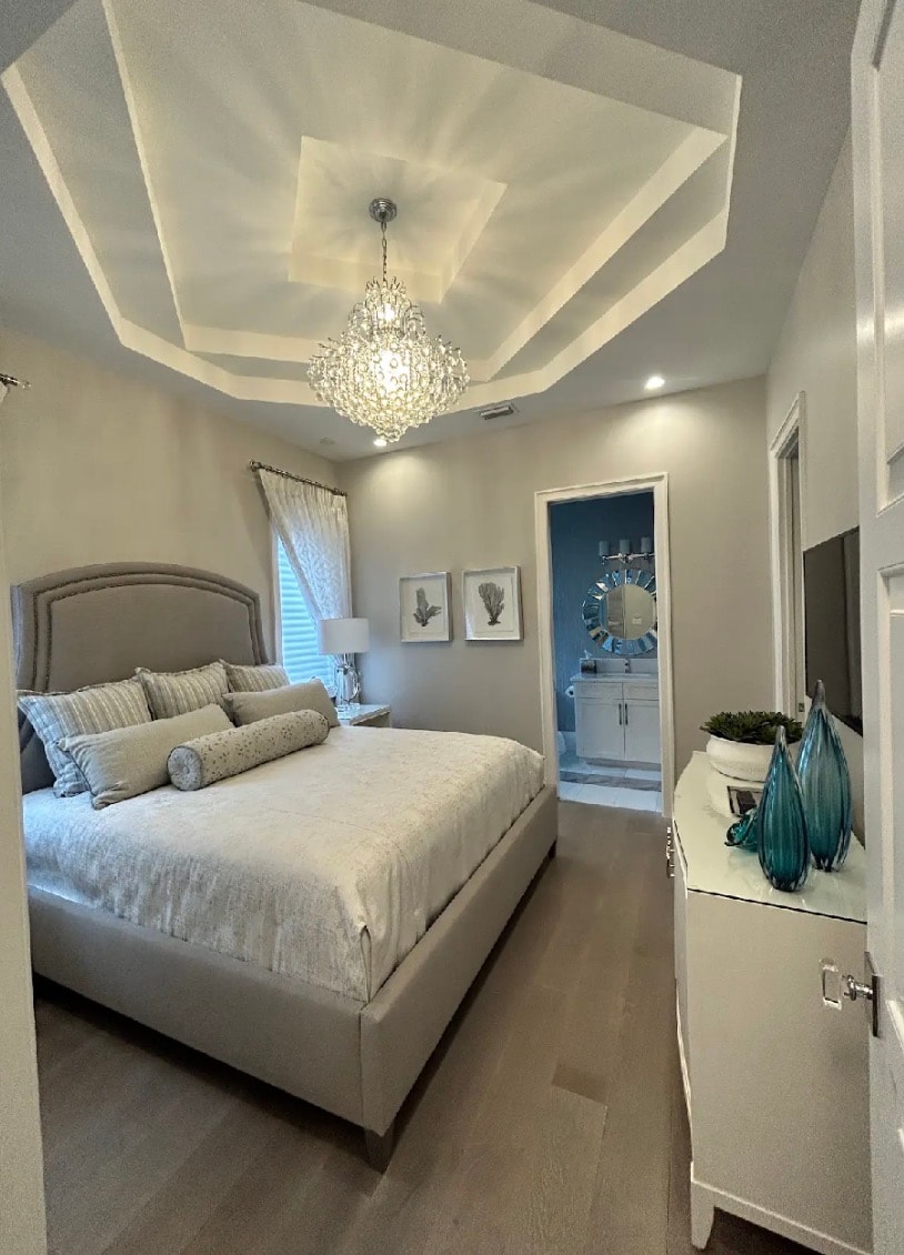 Elegant bedroom with tray ceiling — Richard Painting LLC